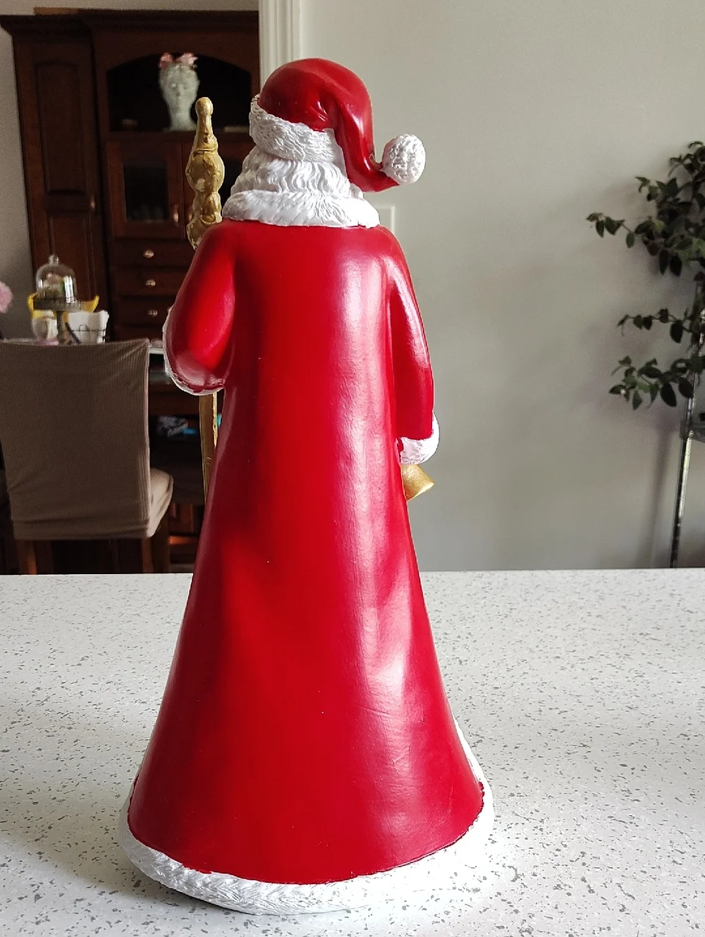 Holiday Santa Figurine Red with Gold Accents